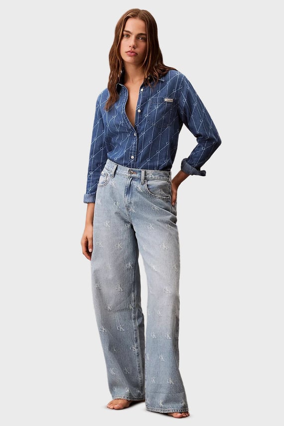 Джинсы THE WIDE LEG CK DISTRESSED INDIG