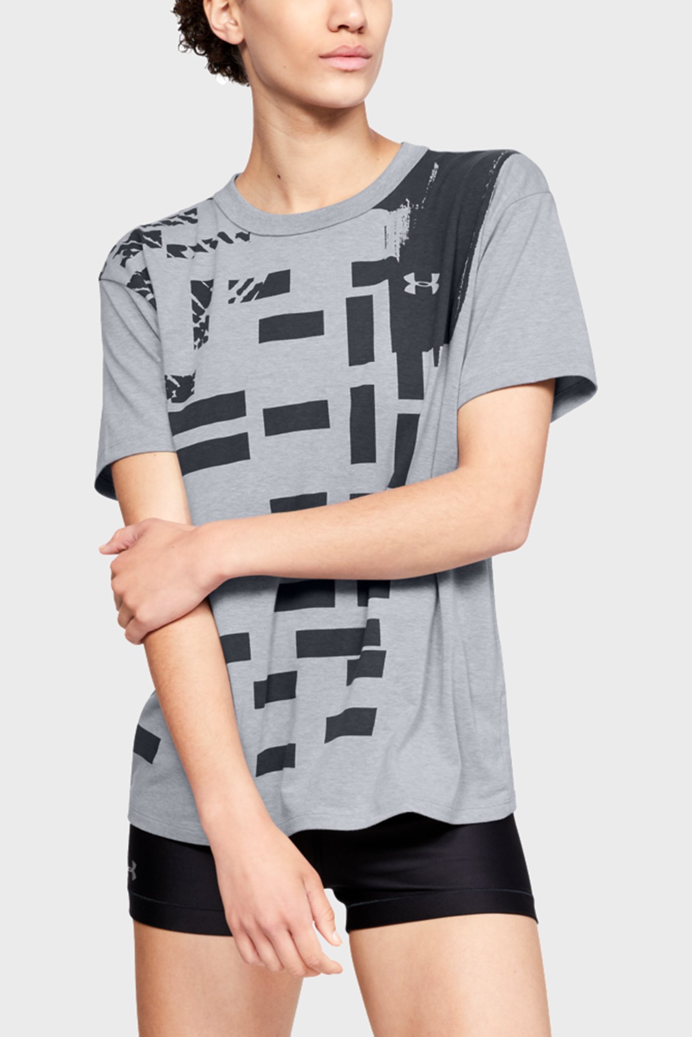 Женская серая футболка с принтом Graphic Patchwork Girlfriend Crew 1