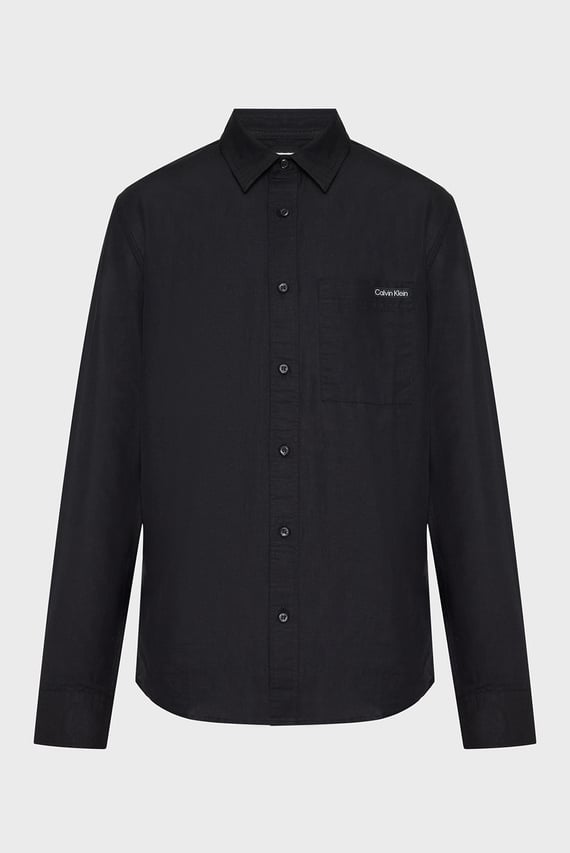 Мужская черная льняная рубашка LINEN COTTON SHIRT