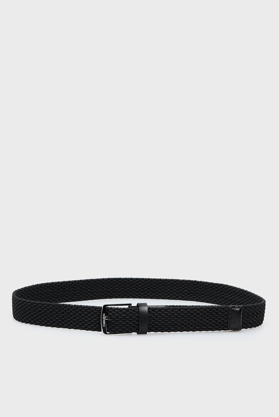 Мужской черный ремень CK CASUAL BRAIDED ELASTIC 35MM