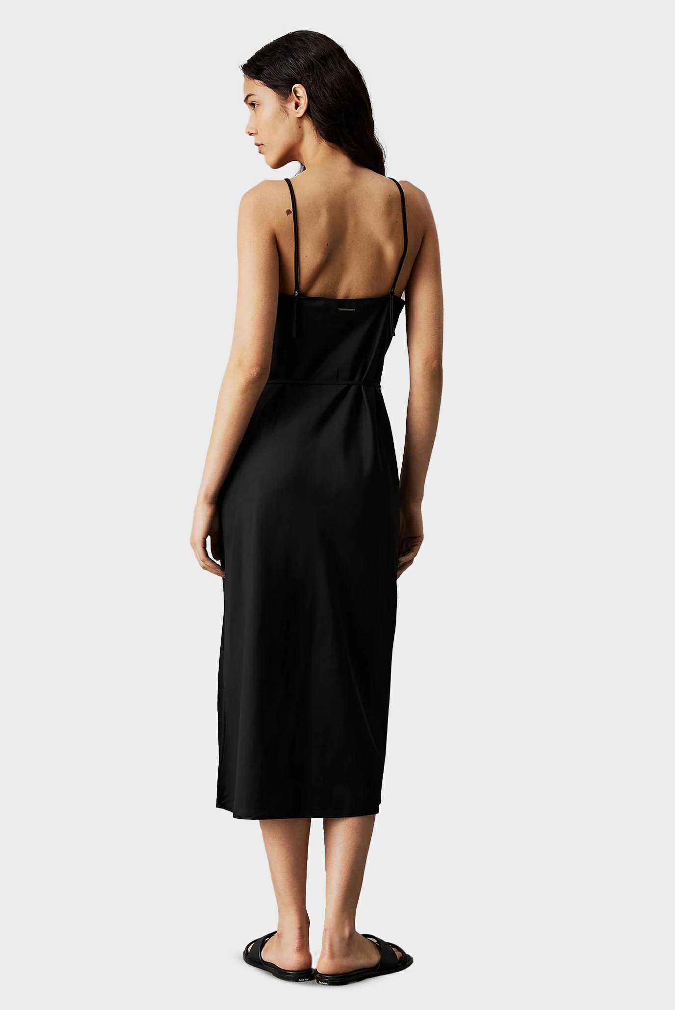 Женское черное платье RECYCLED CDC MIDI SLIP 2