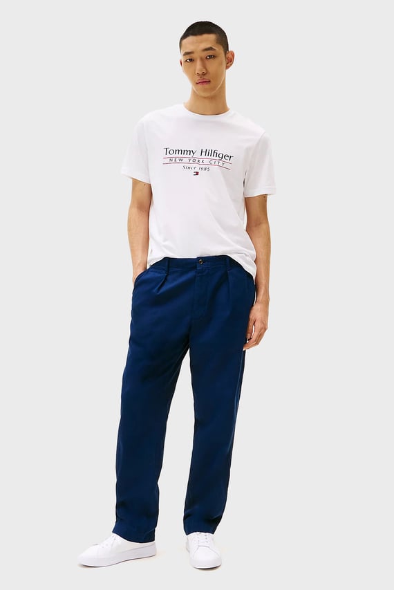 Мужская белая футболка HILFIGER CENTER STACK TEE