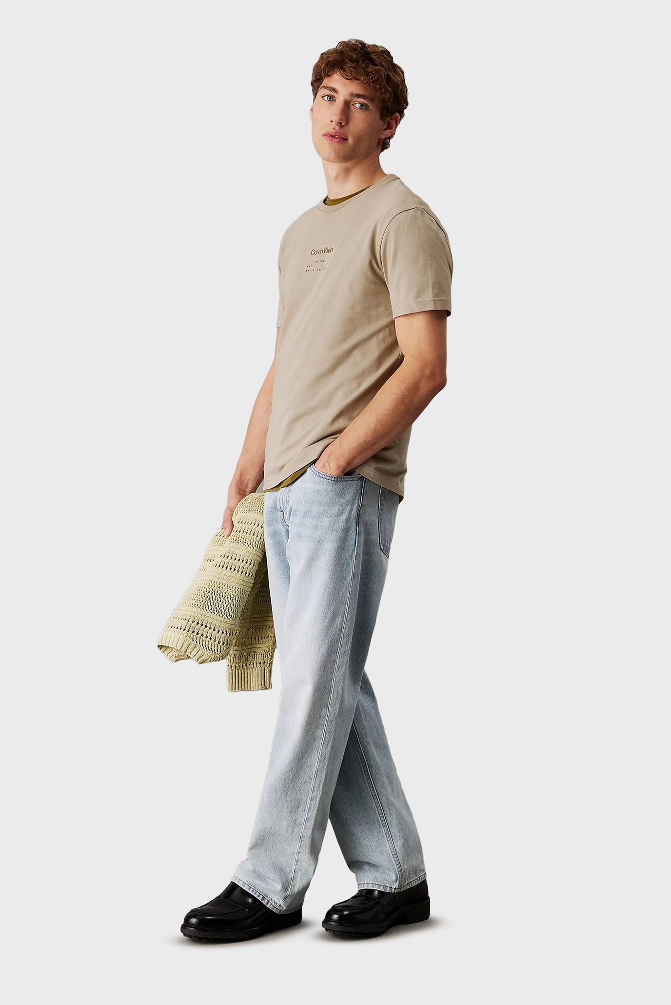 Мужская бежевая футболка RAISED EDITORIAL LOGO 2