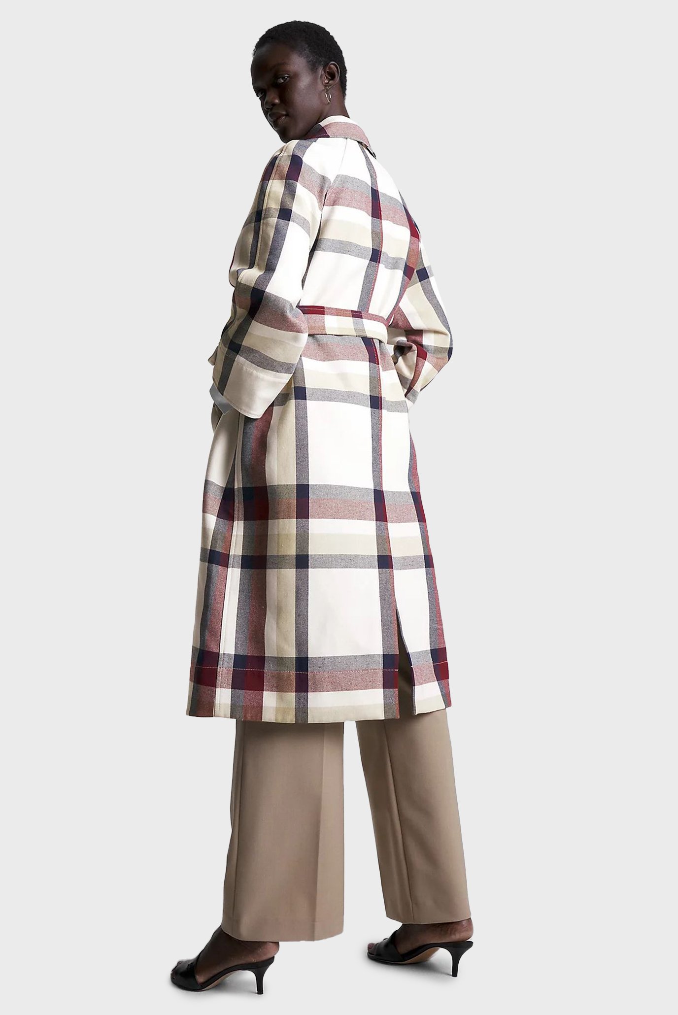 Женское пальто в клетку COTTON BLEND CHECK MAC 5