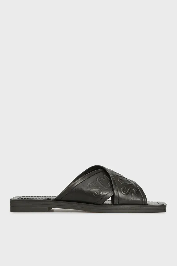 Женские черные кожаные слайдеры Schutz