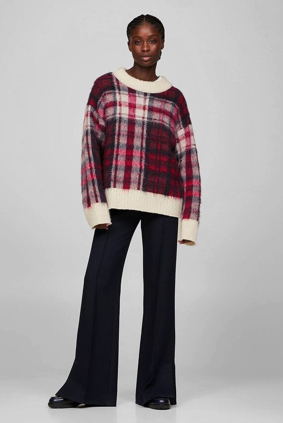 Женский красный свитер в клетку THC TARTAN CREST SWEATER