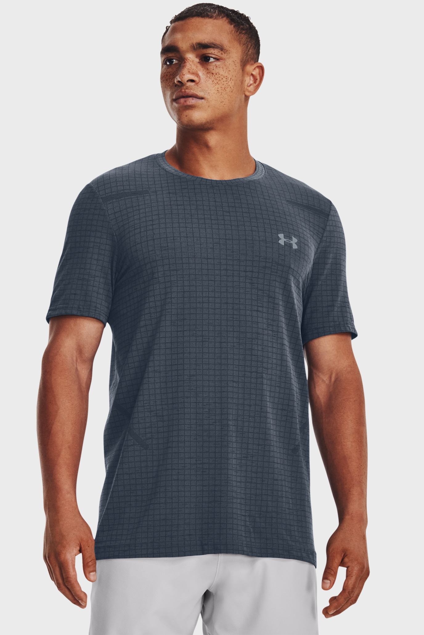 Мужская серая футболка в клетку UA Seamless Grid SS 1