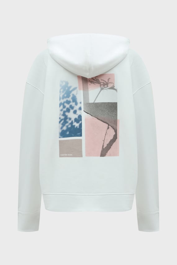 Женское белое худи FLORAL COLLAGE RELAXED HOODIE
