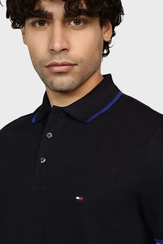 Мужское темно-синее поло MERCERISED UNDERCOLLAR Tommy Hilfiger