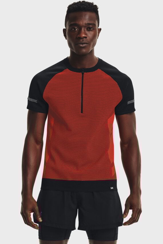 Мужская красная футболка UA IntelliKnit Half Zip SS