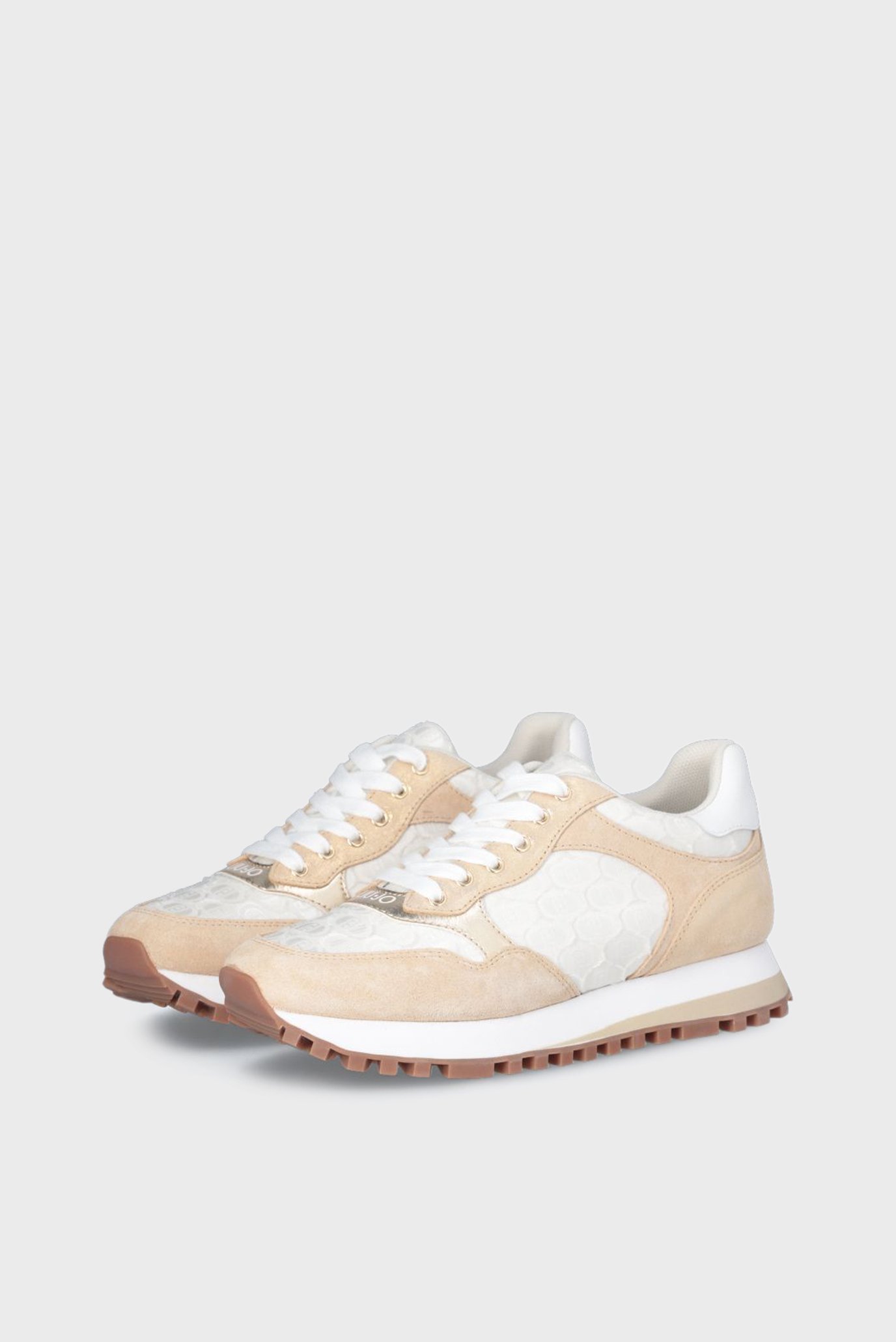 Кроссовки LIU JO WONDER 39 - SNEAKER COW SUEDE NYLON SHIN WHITE BEIGE 3