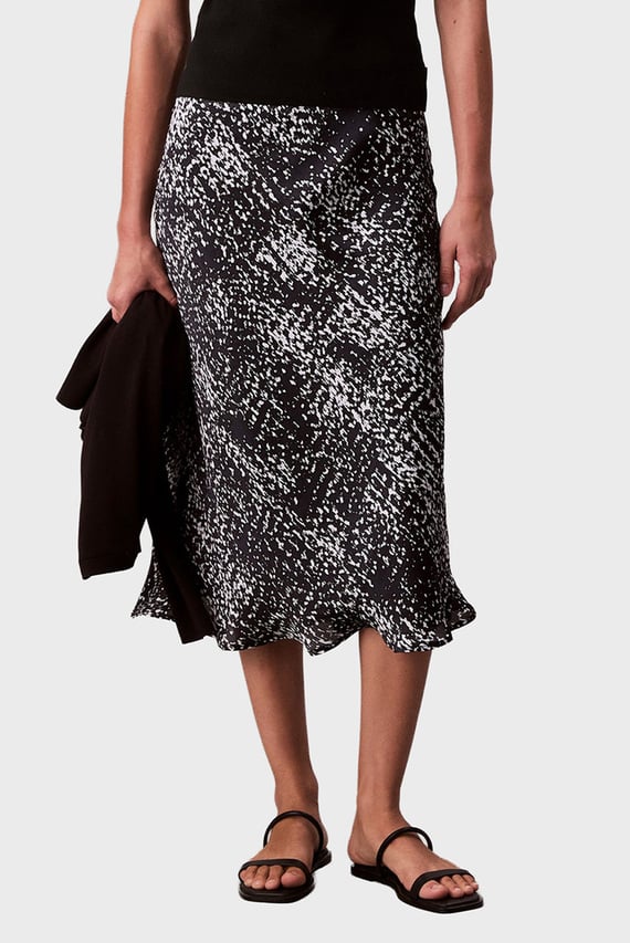 Юбка/Textured Satin Print Midi Skirt
