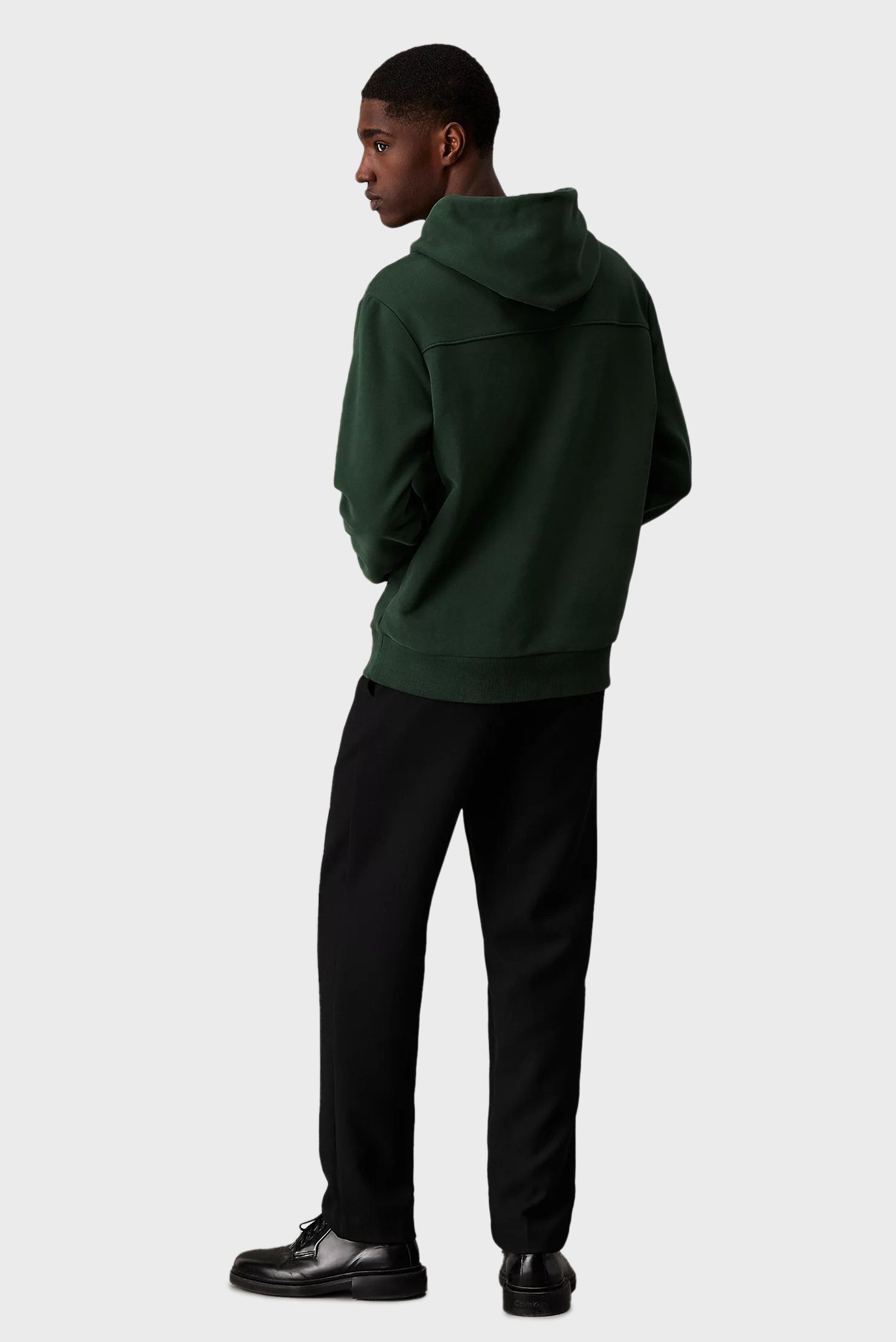 Мужское темно-зеленое худи EMBROIDERED LOGO PEACHED 3