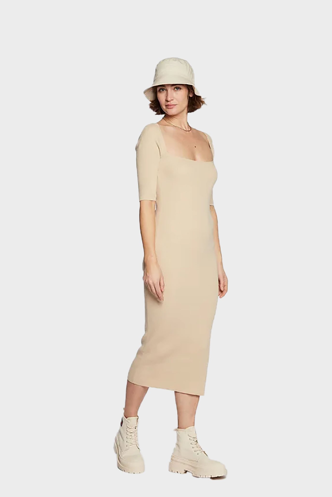 Платье RIB SQUARE-NECK MIDI DRESS 2