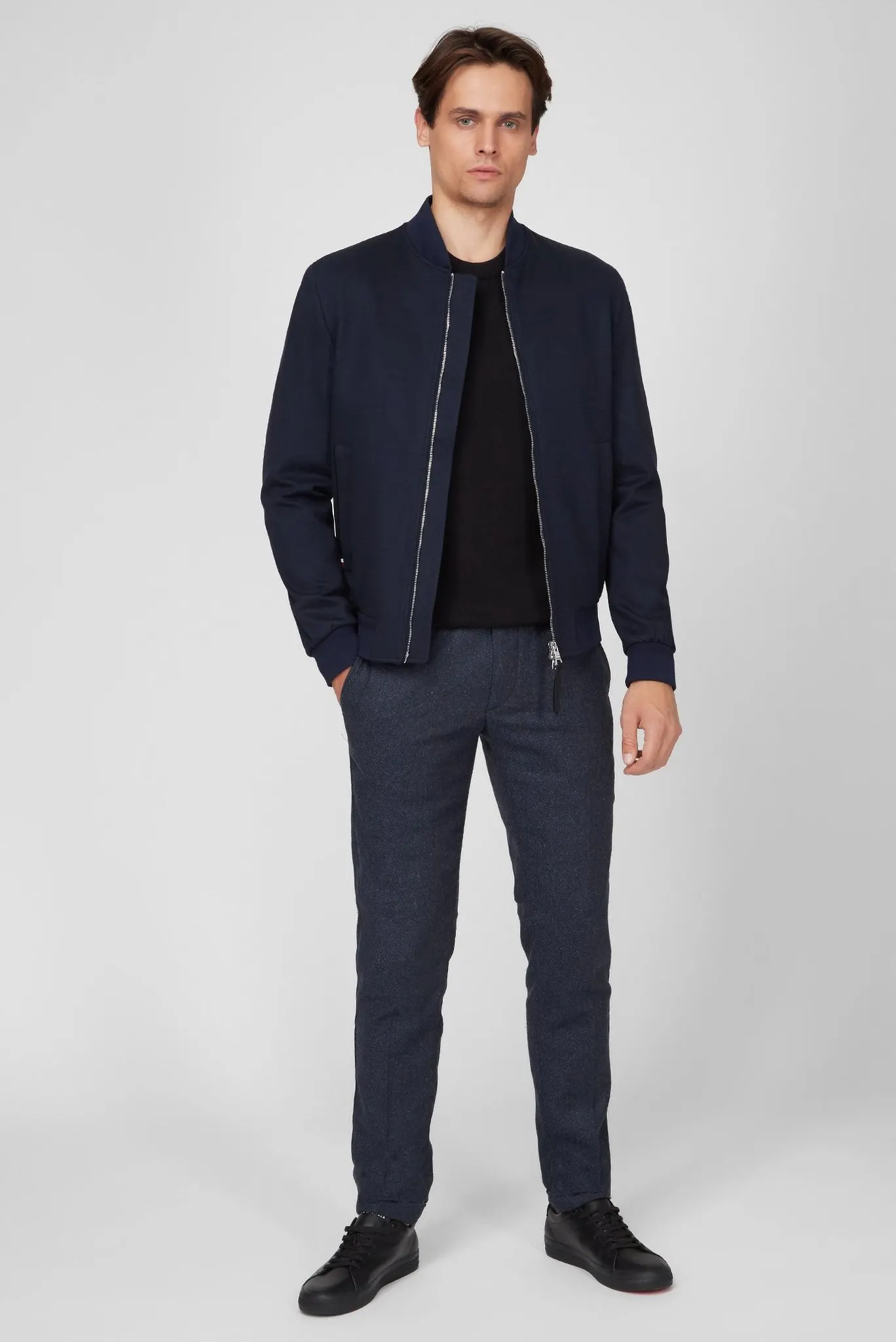 Мужские синие шерстяные брюки HMT HERRINGBONE PULL ON 2