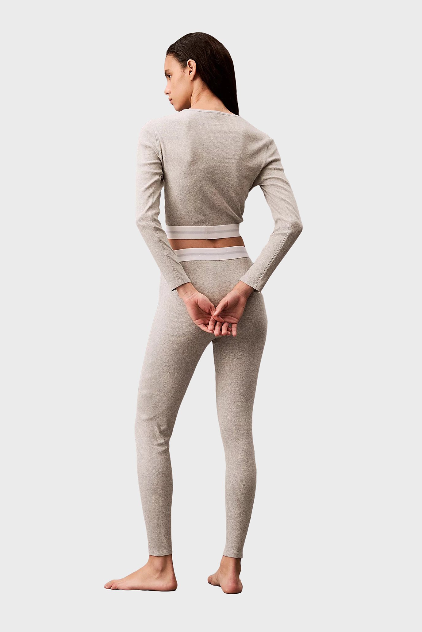 Женский серый лонгслив L S CROP CREW 3