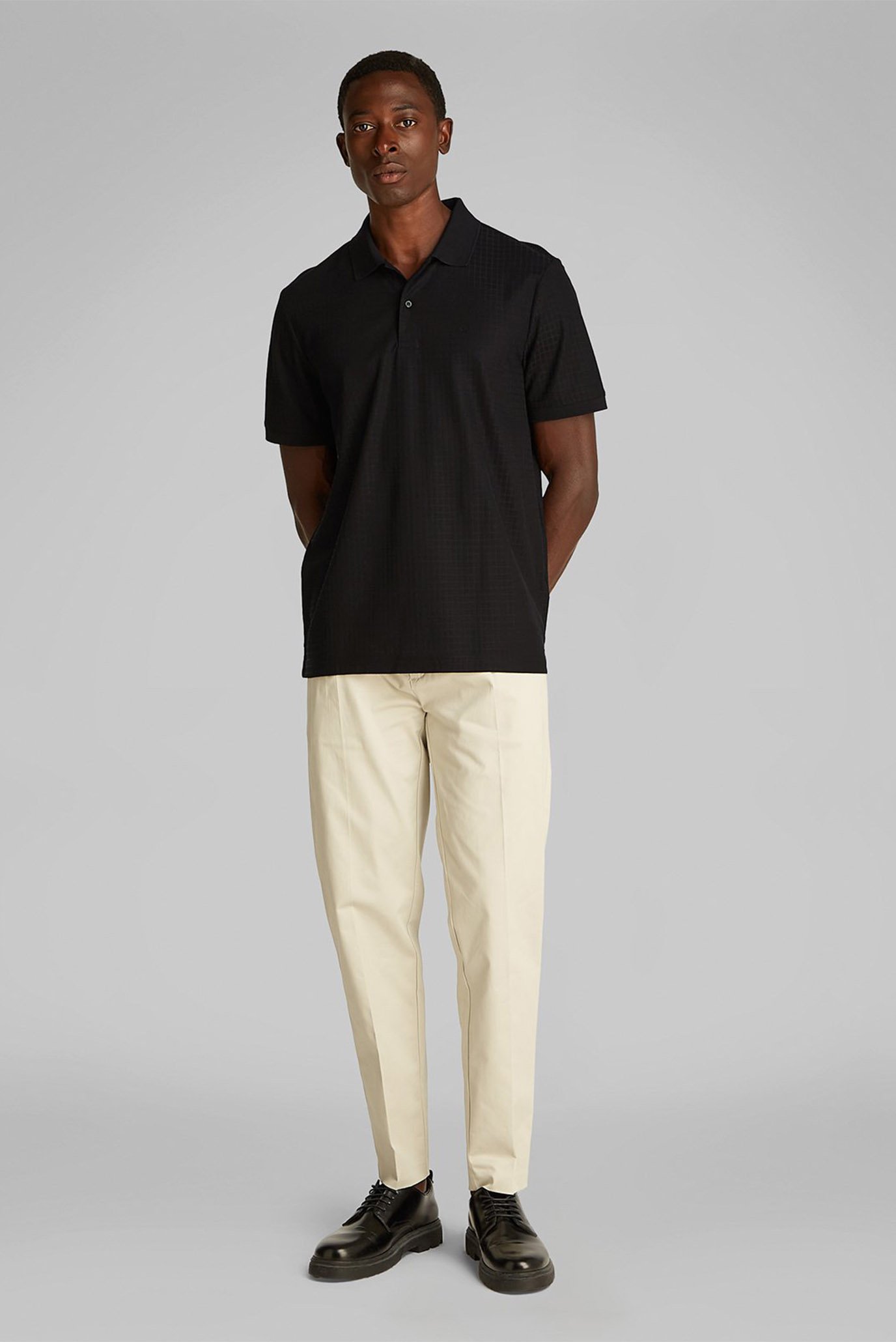 Мужское черное поло MERCERIZED JACQUARDCalvin Klein Мужское черное поло MERCERIZED JACQUARD 2