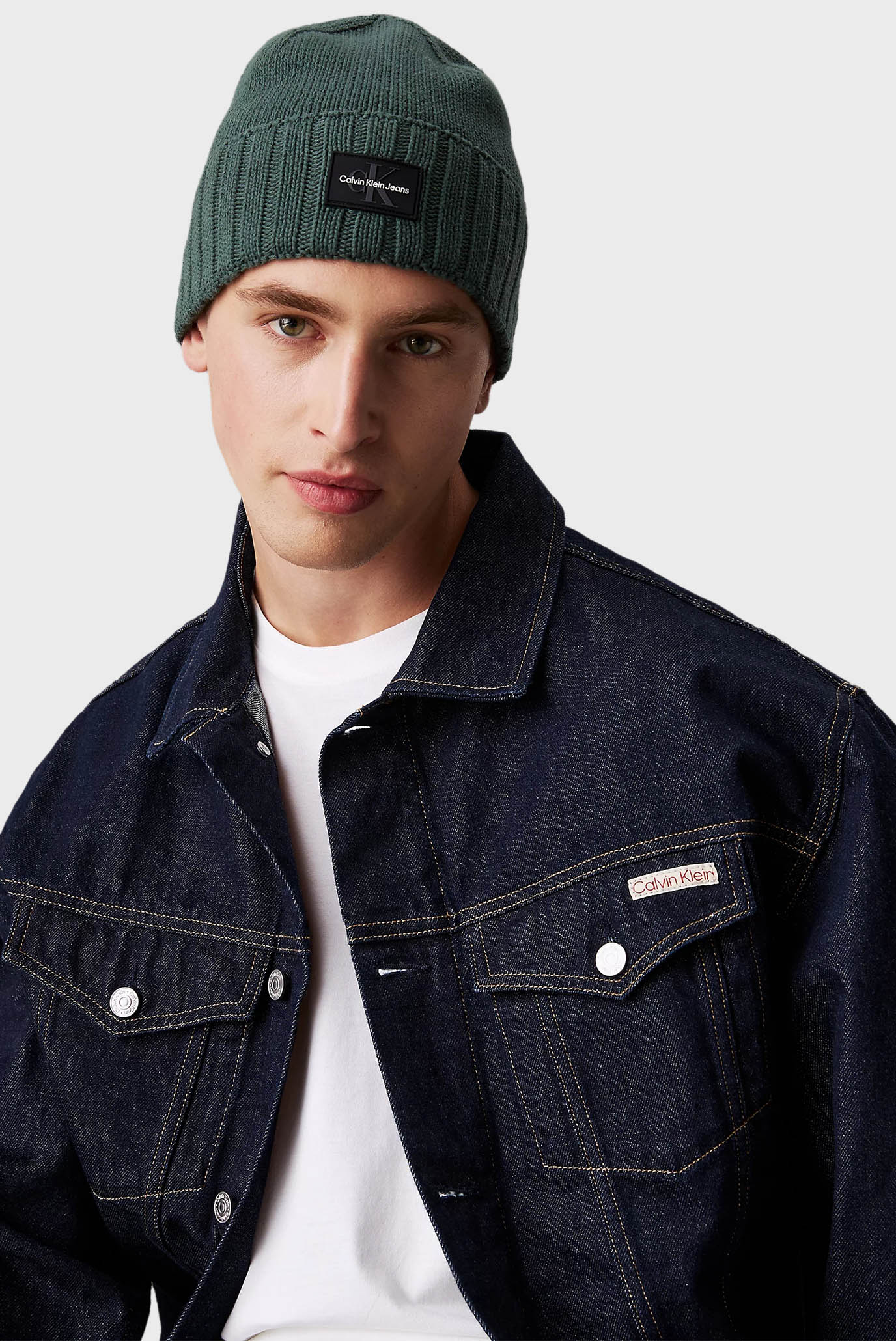 Мужская зеленая шапка MONO LOGO PATCH BEANIE RUB 2