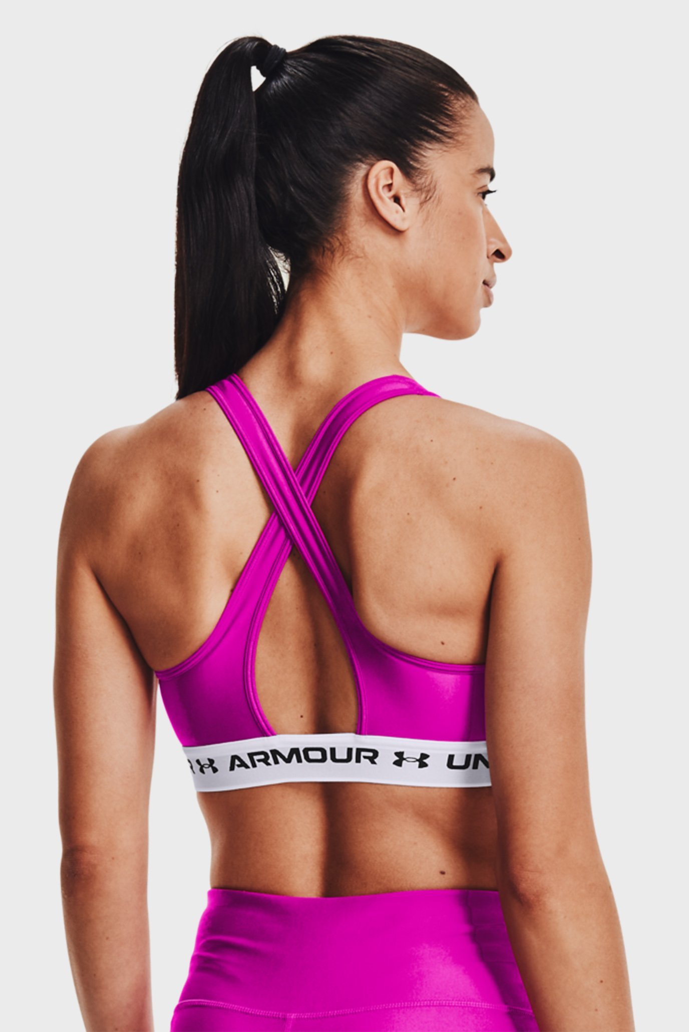 Женский розовый топ UA Crossback Mid Bra 8
