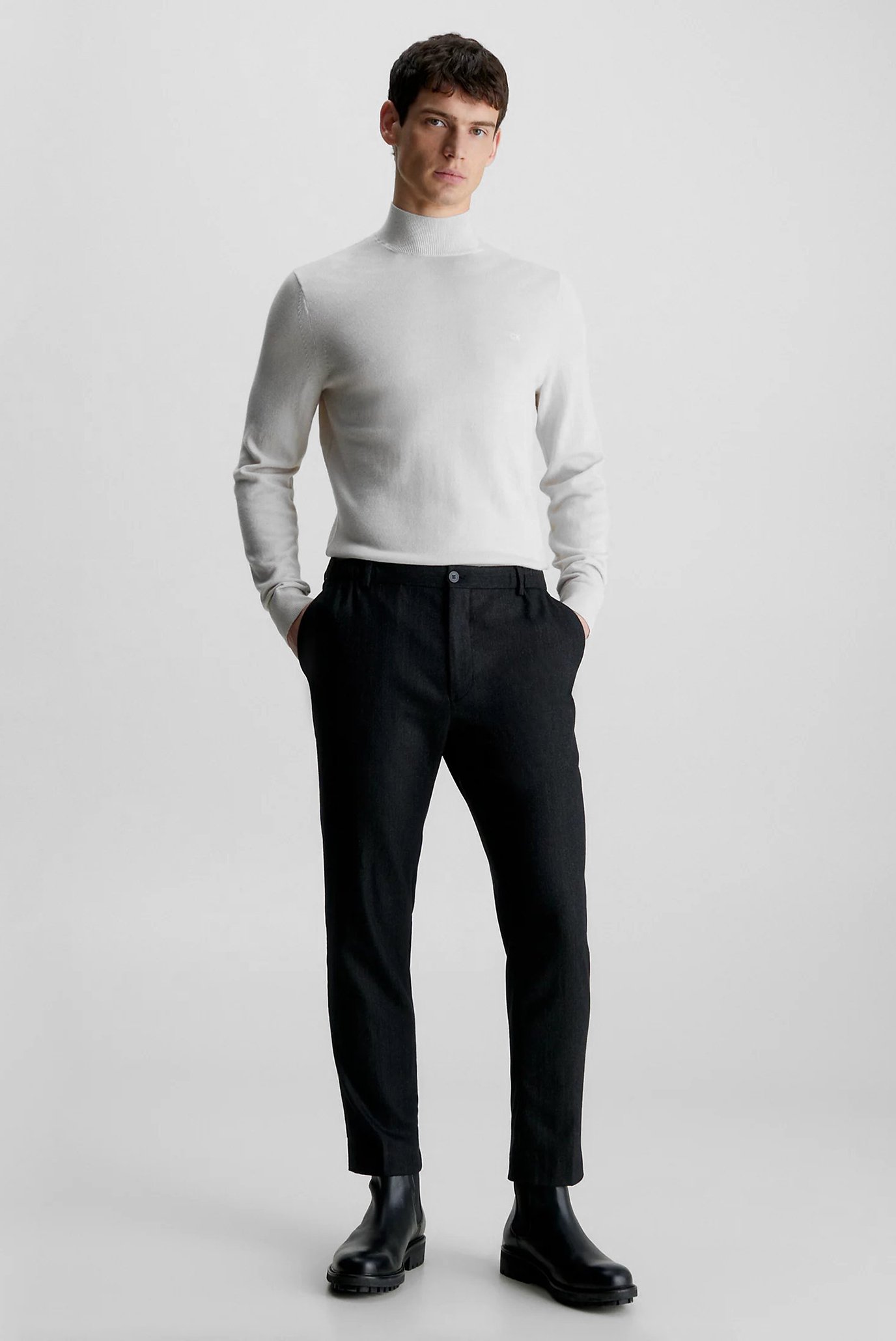 Мужской белый шерстяной гольф MERINO MOCK NECK 2