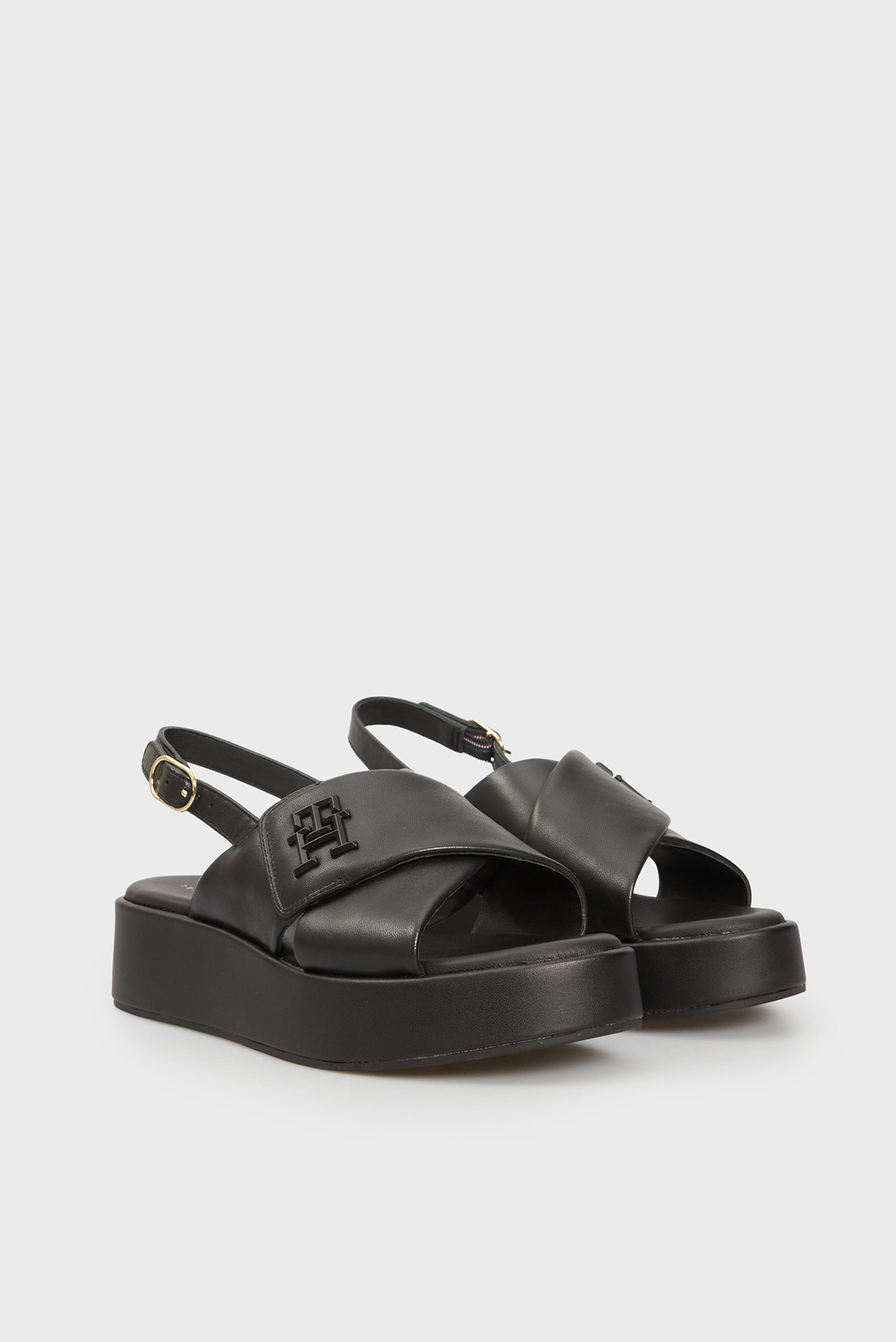 Женские черные кожаные сандали TH LOGO HW PADDED LEATHER SANDALTommy Hilfiger Женские черные кожаные сандали TH LOGO HW PADDED LEATHER SANDAL 3