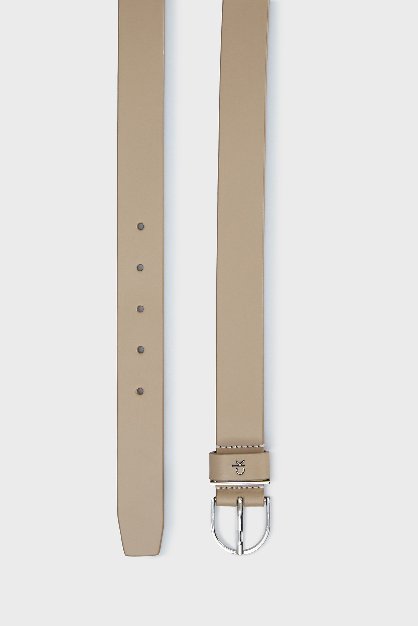 Женский бежевый кожаный ремень CK METAL LOOP RND BUCKLE 3.0 3