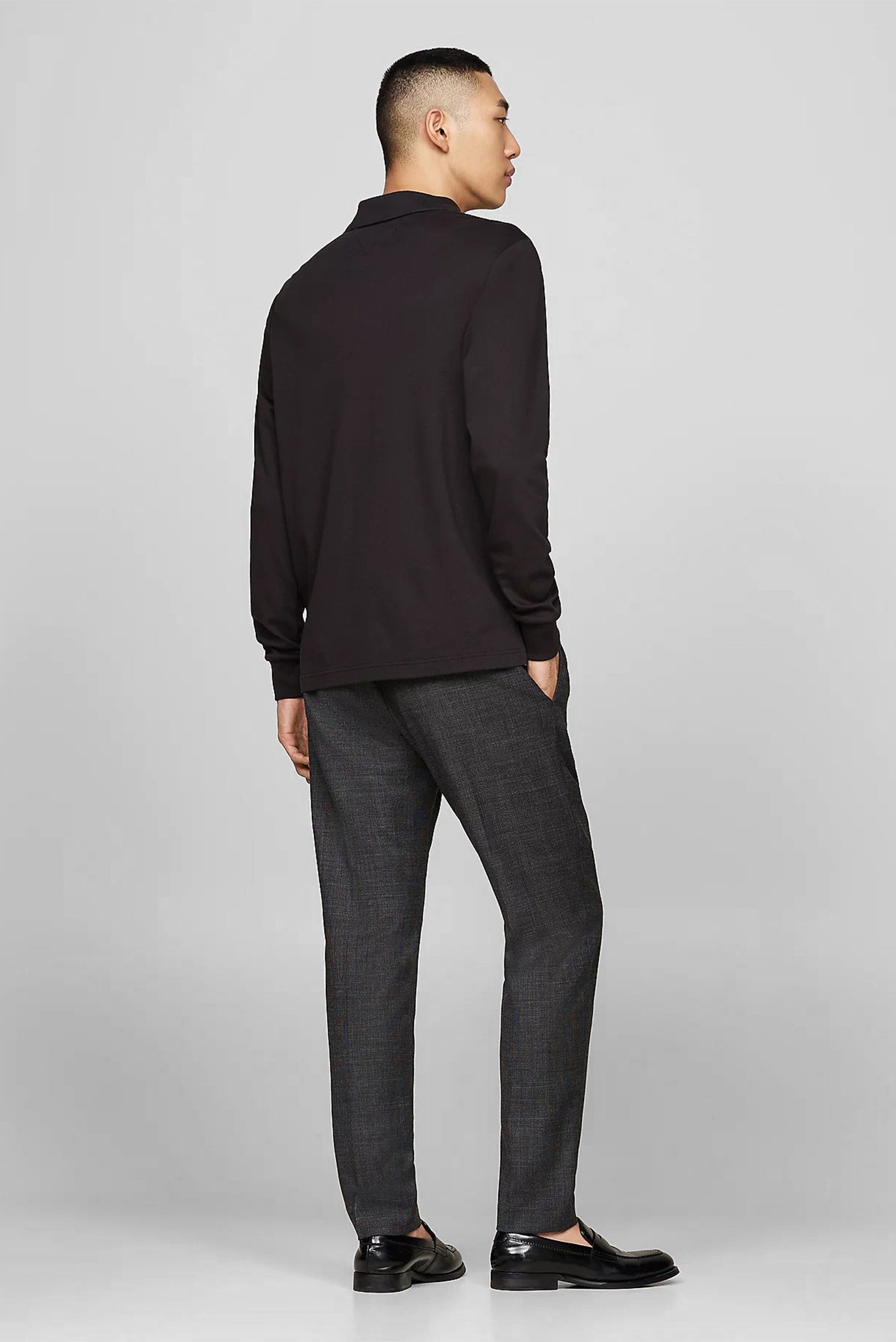 Мужское черное поло L S LIQUID COTTON REG POLO 3