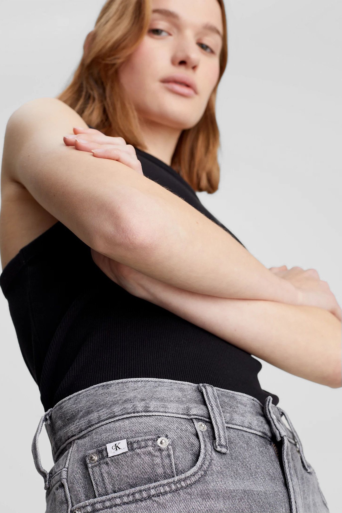 Женские серые джинсовые шорты MOM SHORT 7