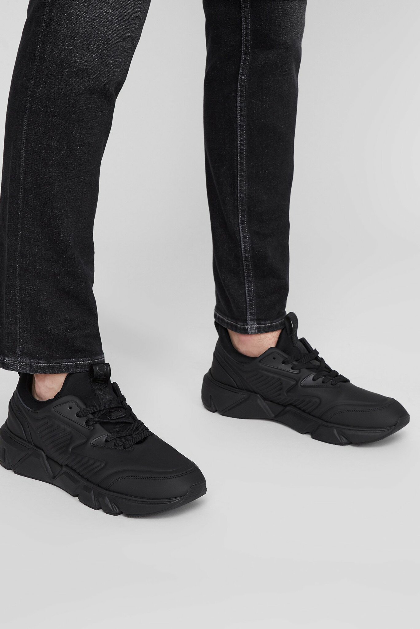 Мужские черные кожаные кроссовки LOW TOP LACE UP 6