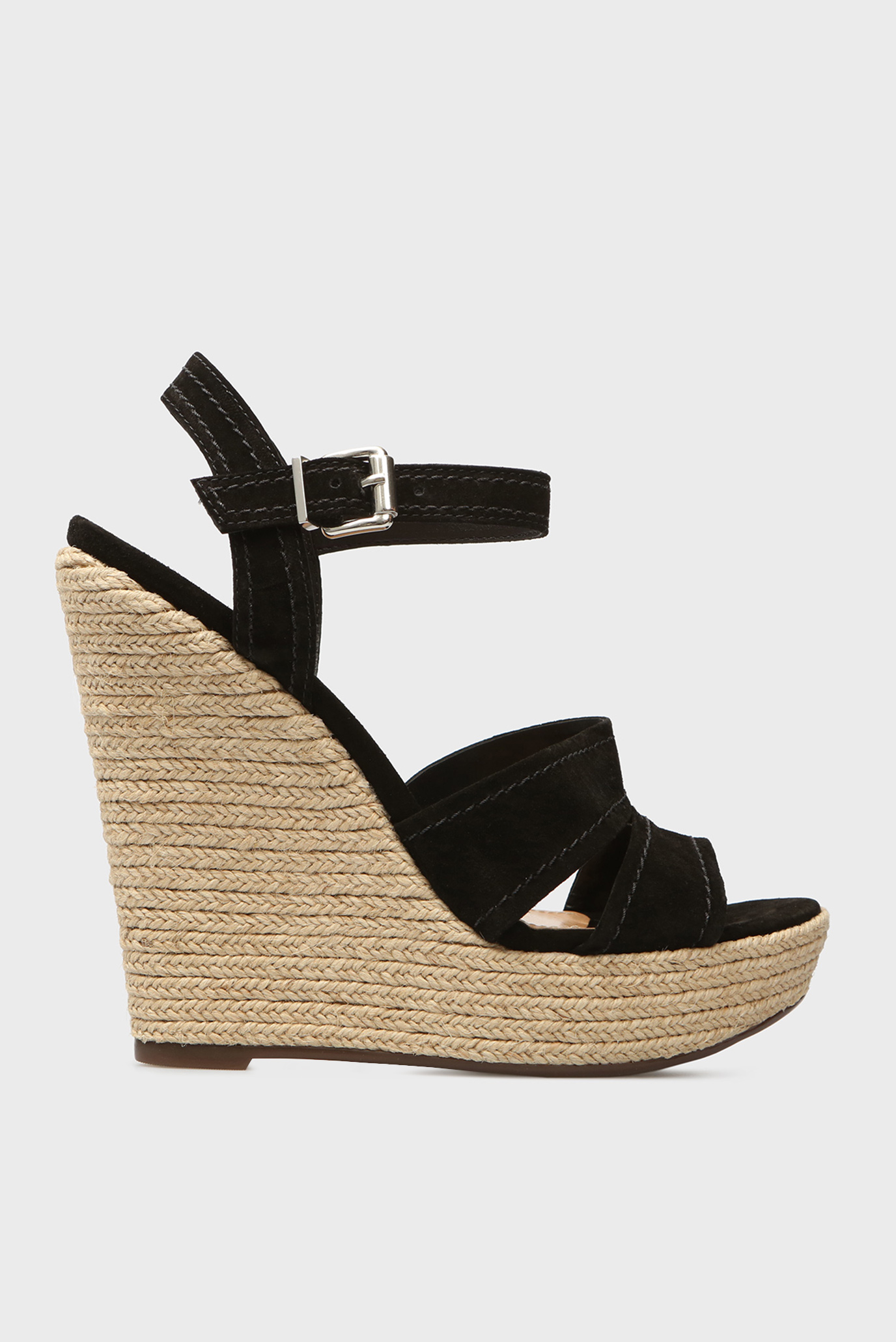 Женские черные замшевые босоножки 6