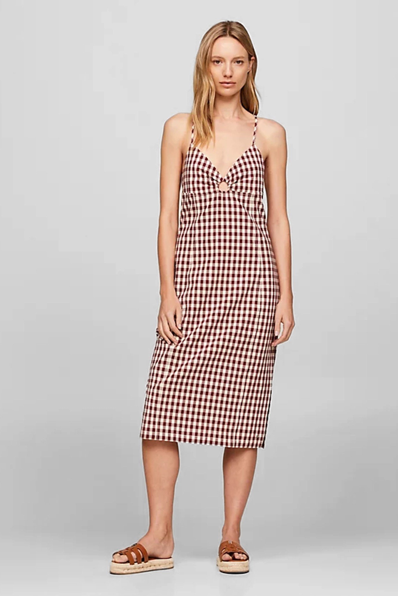 Платье STRETCH GINGHAM STRAP KNEE DRESS 1