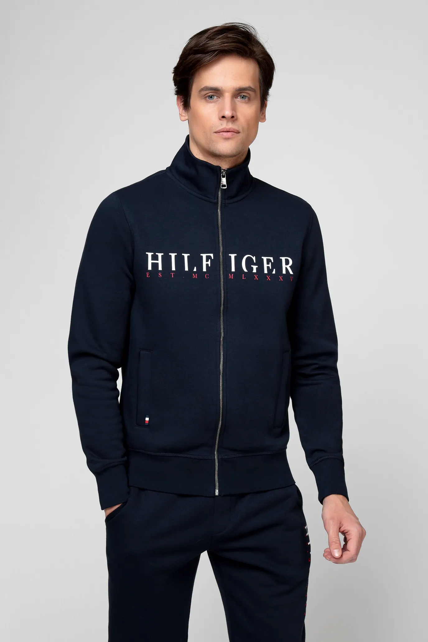 Мужская темно-синяя кофта LOGO ZIP THROUGH 6