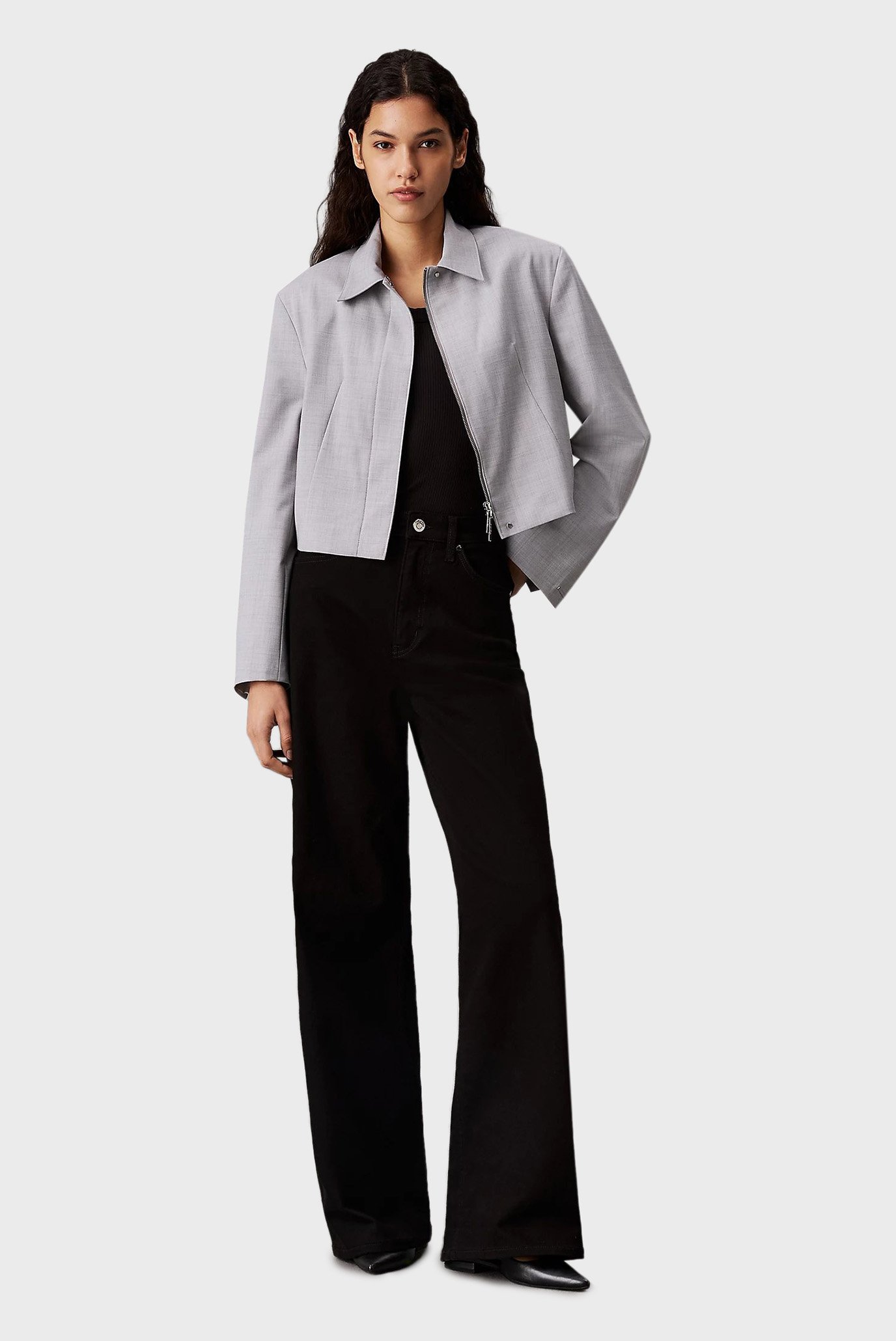 Женский серый шерстяной жакет WOOL BLEND SHORT 2