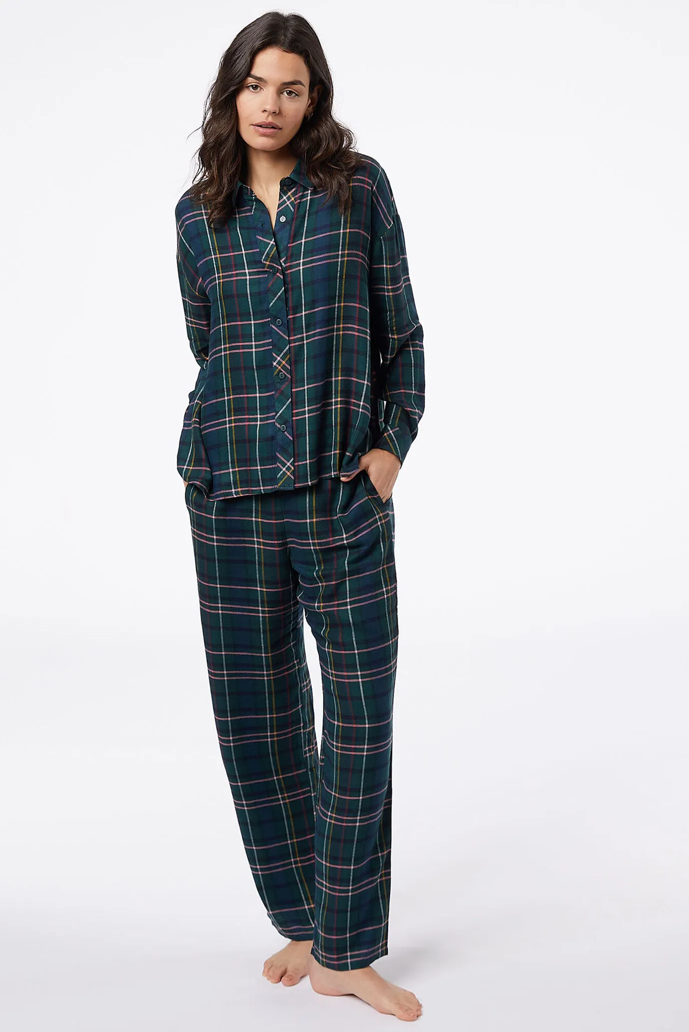 Женские зеленые брюки в клетку EASY 5