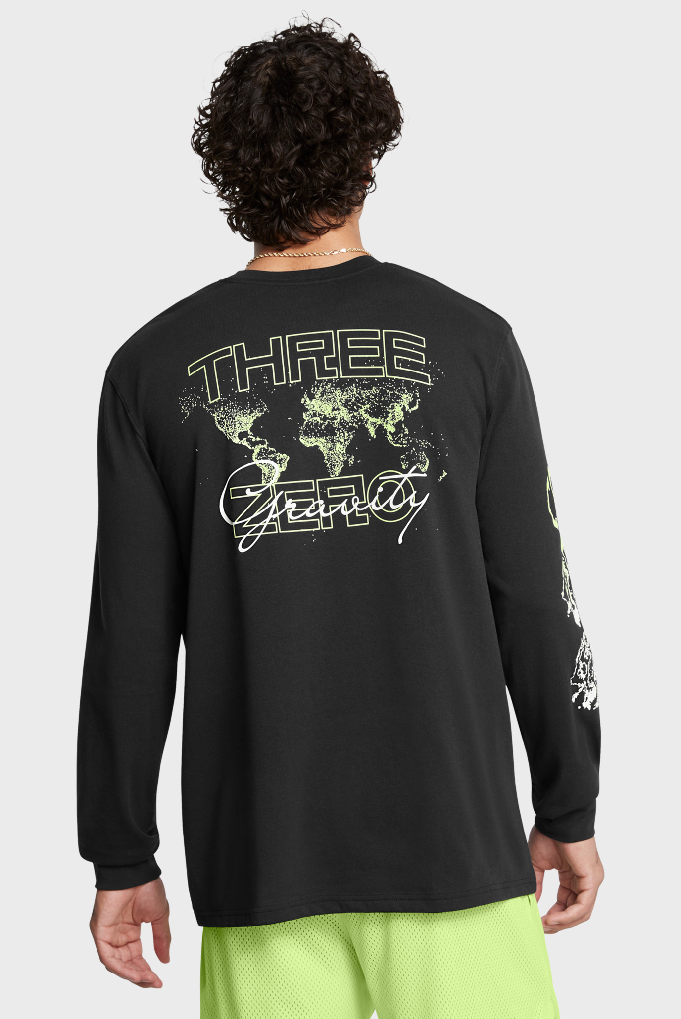 Мужской черный лонгслив Curry HW Verbiage LS Tee 2