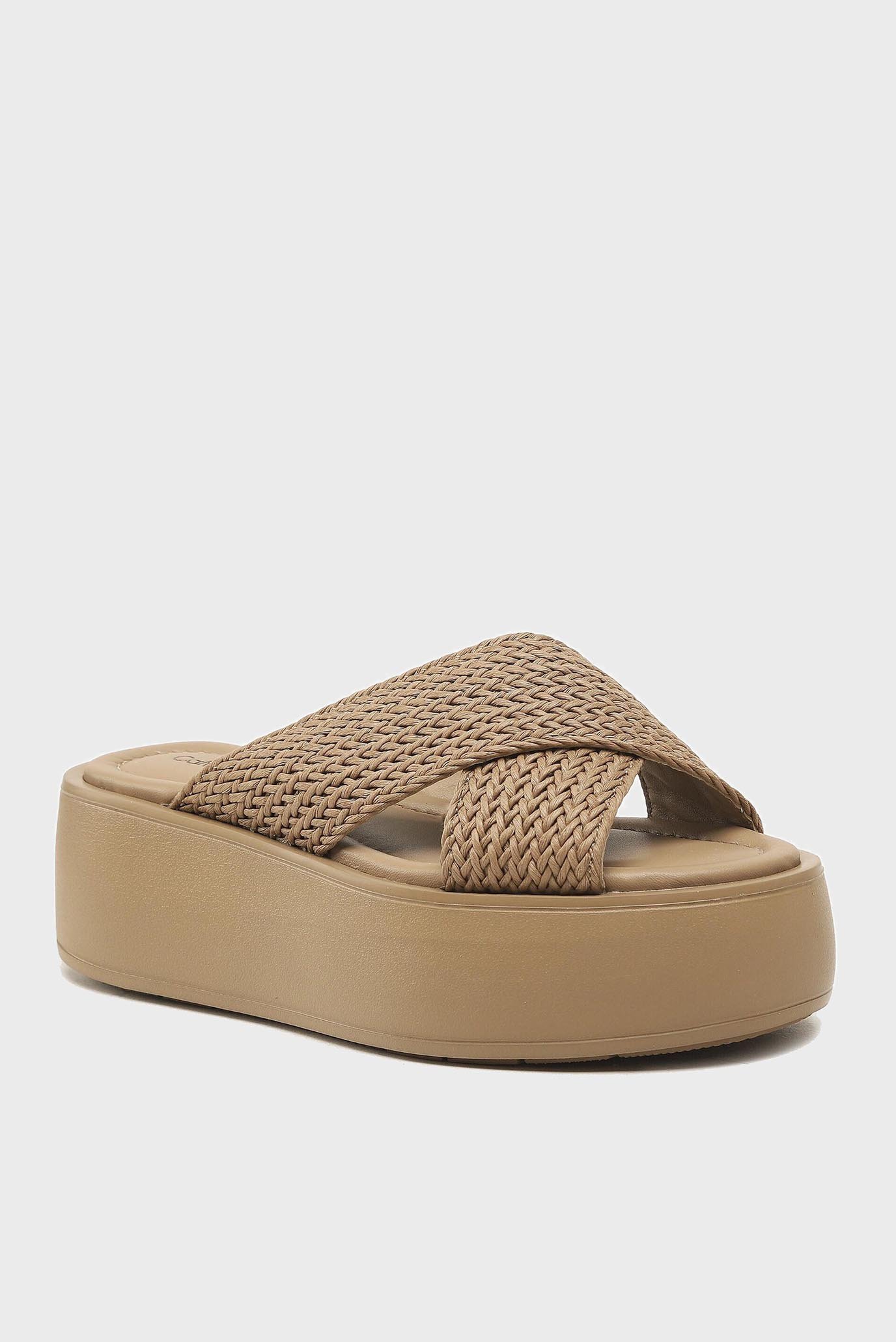 Женские бежевые слайдеры  BUBBLE SLIDE - WOVEN 2