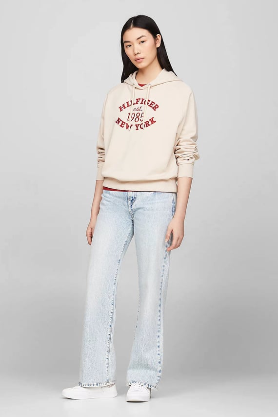Женское бежевое худи MDRN REG VARSITY