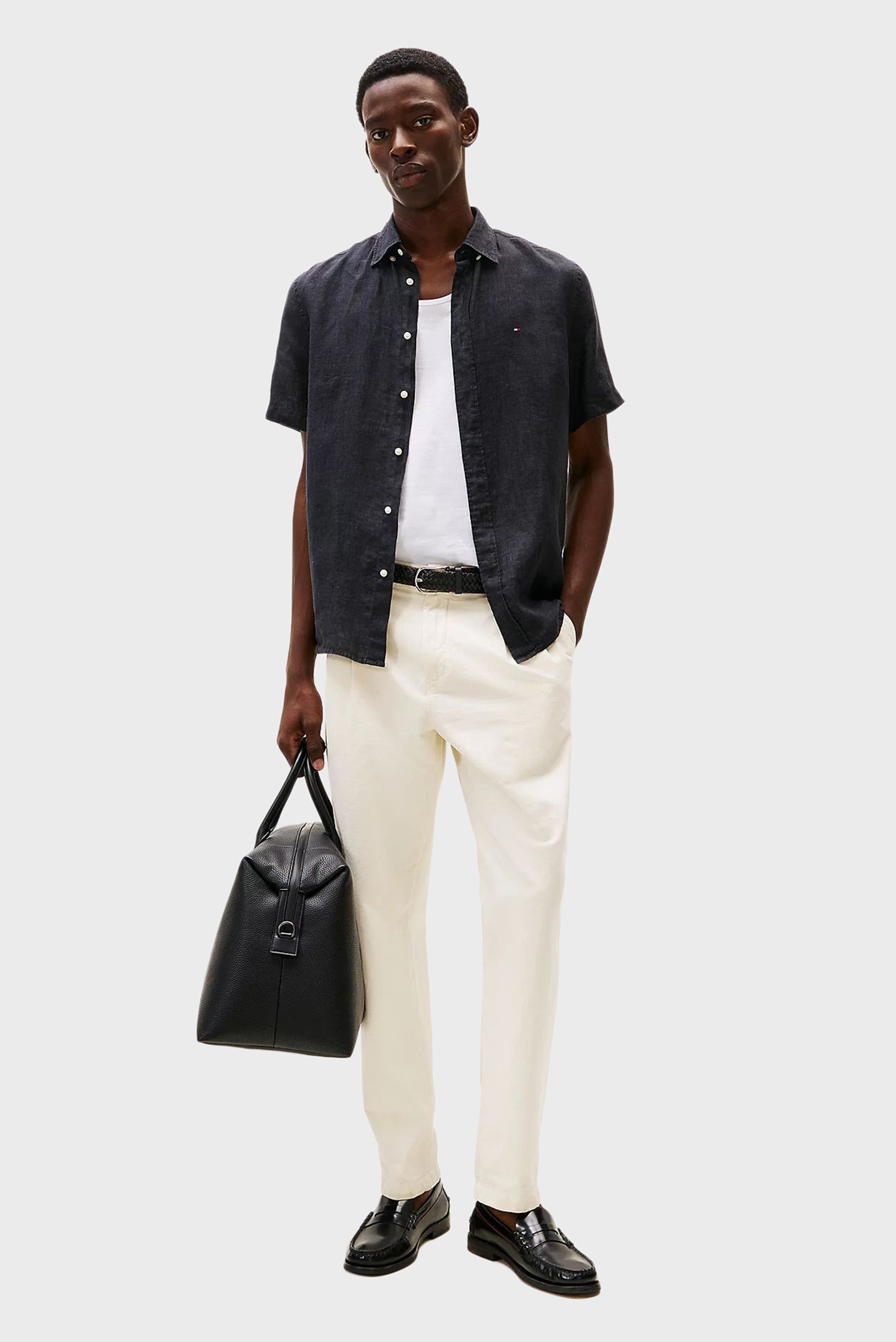 Мужская черная льняная рубашка PIGMENT DYED LINEN 2