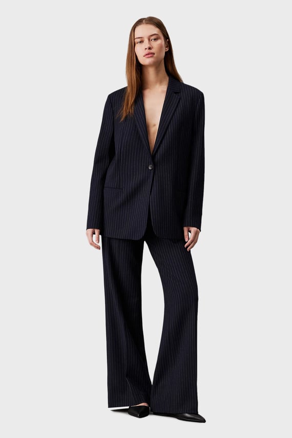 Женский темно-синий жакет в полоску PINSTRIPE SLIM