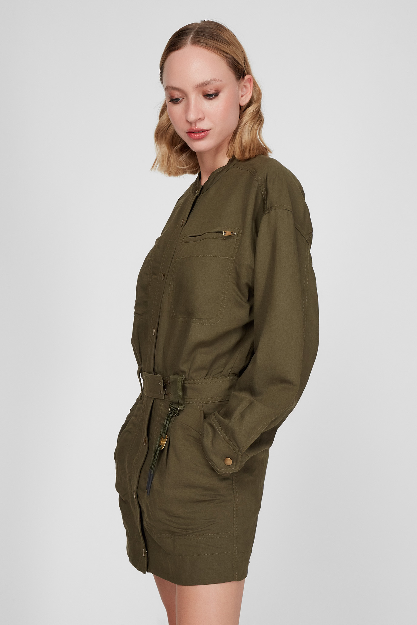 Женское зеленое льняное платье D-ANGELICADiesel Женское зеленое льняное платье D-ANGELICA 3