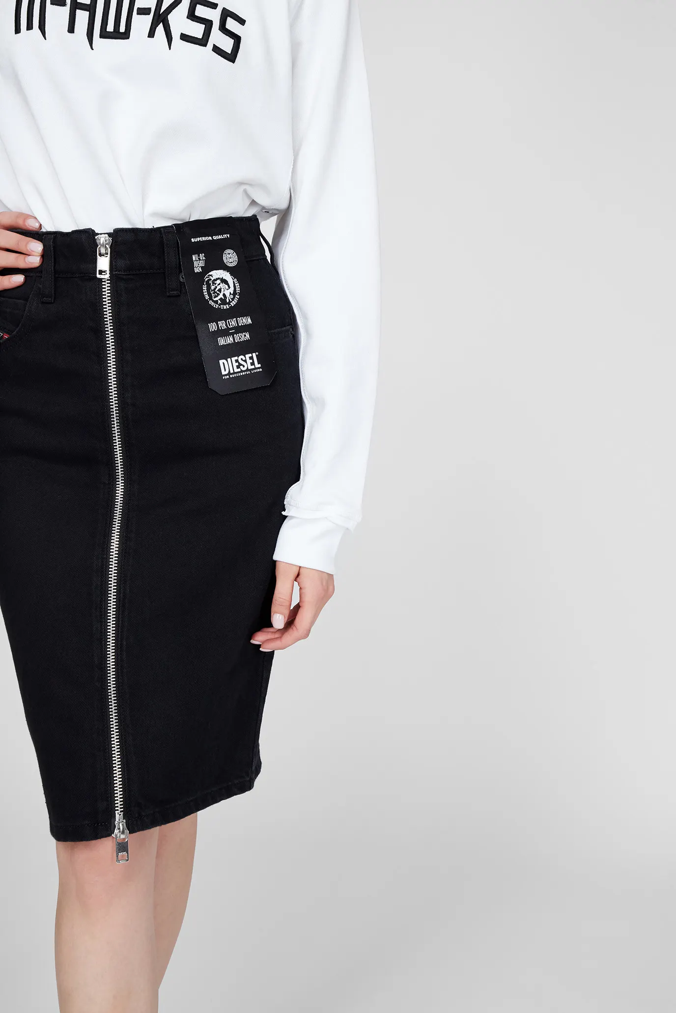 Женская черная джинсовая юбка DE-PENCIL-ZIP 10