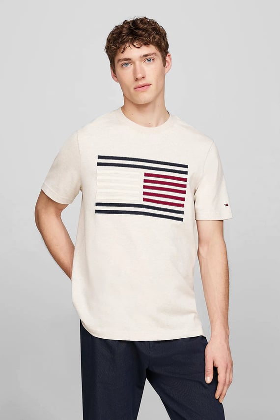 Мужская бежевая футболка GROSSGRAIN FLAG TEE