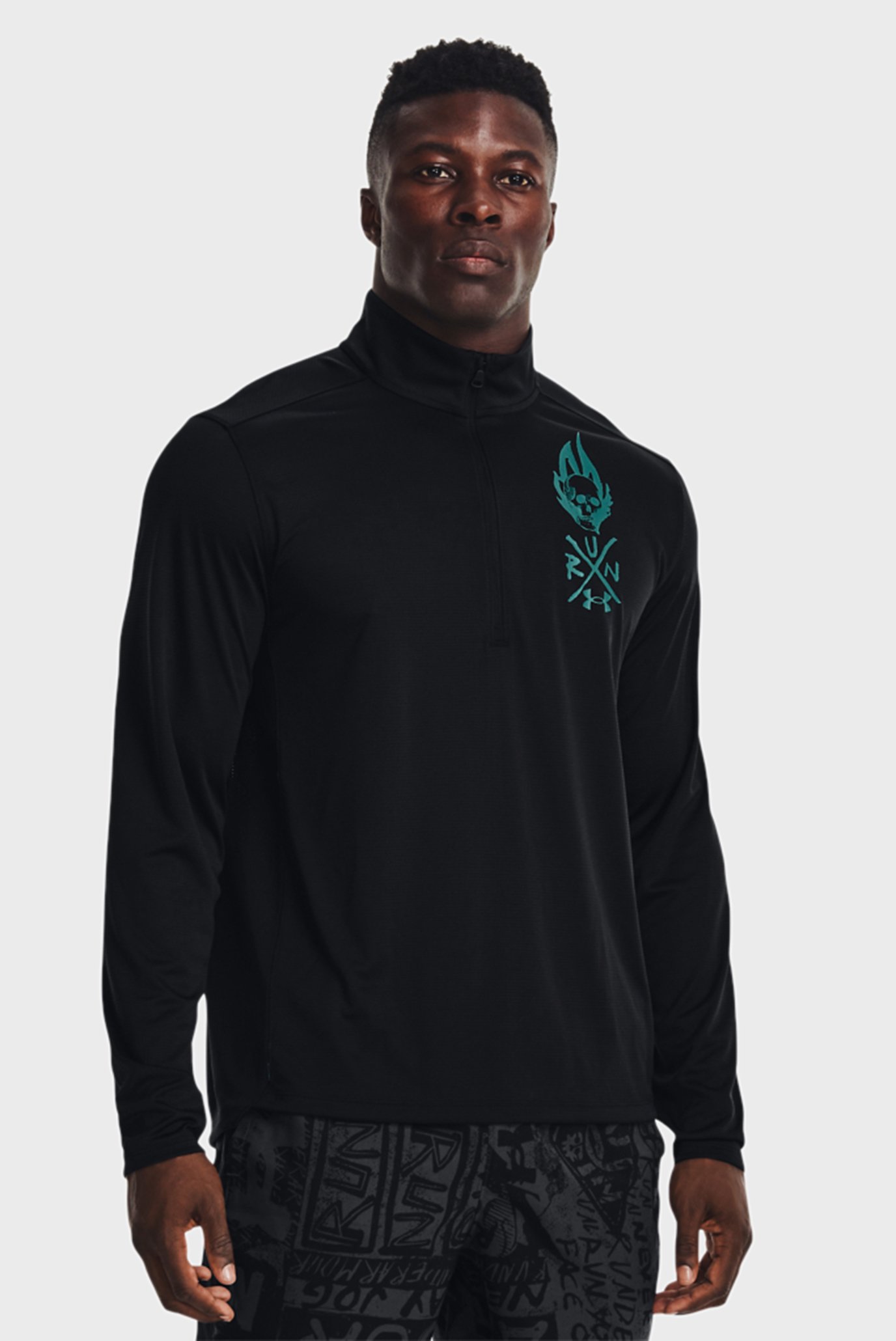 Мужская черная спортивная кофта UA Destroy All Miles 1 2 Zip Under Armour Мужская черная спортивная кофта UA Destroy All Miles 1 2 Zip 7