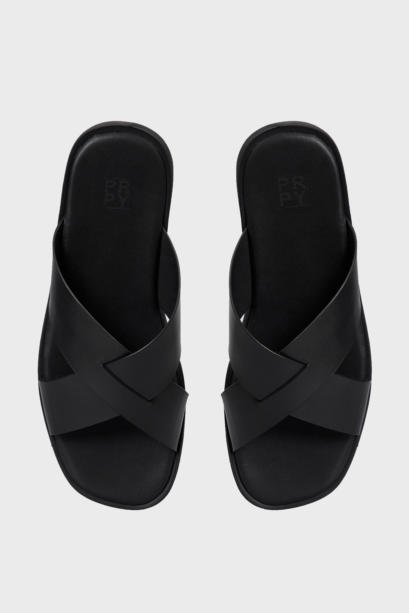 Мужские черные кожаные слайдеры 4