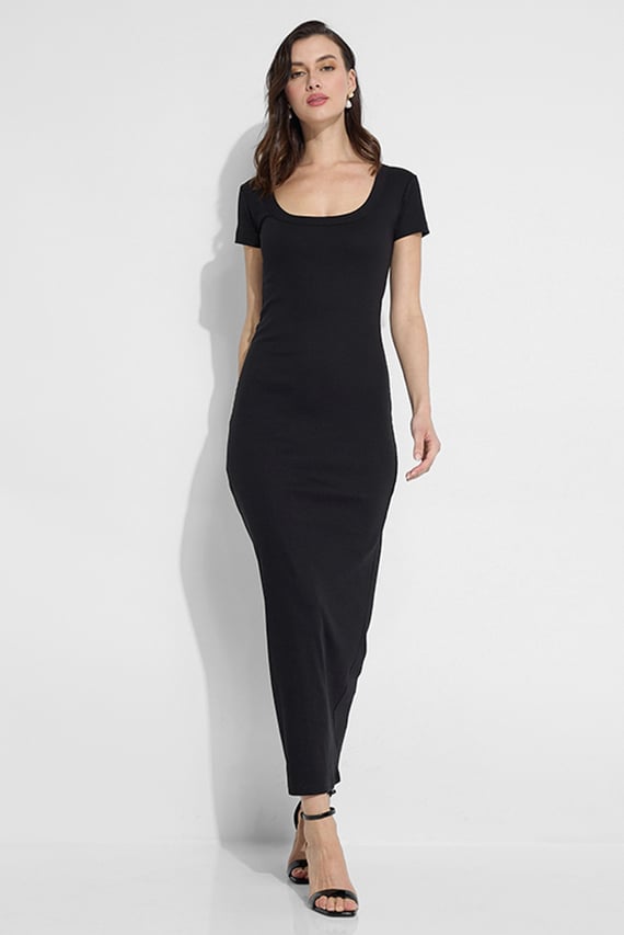 Платье COTTON RIB SS ANKLE DRESS