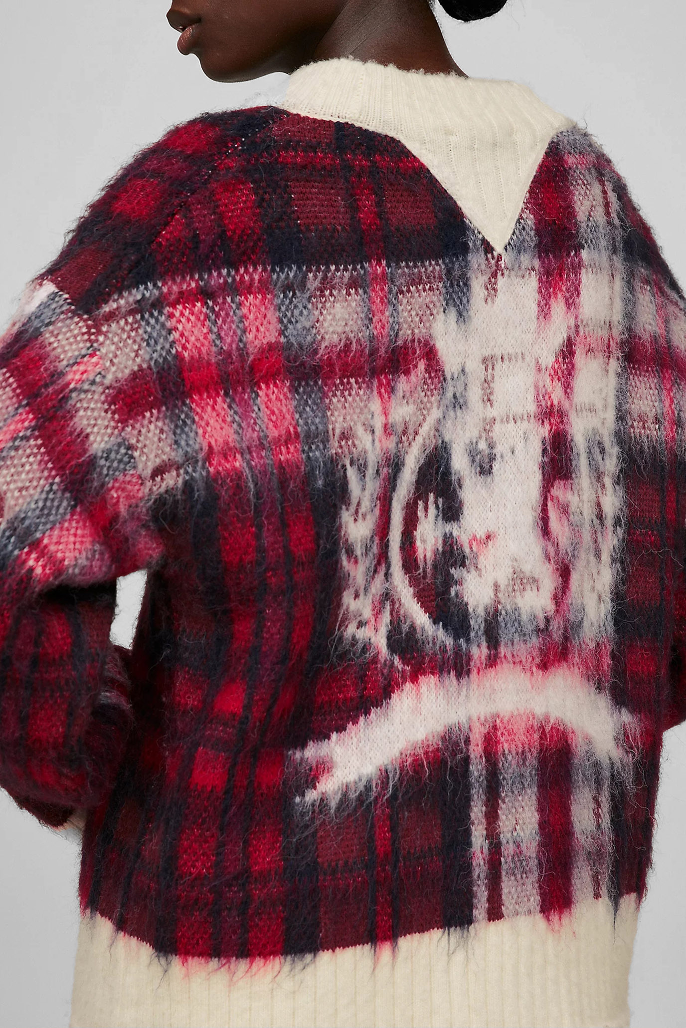 Женский красный свитер в клетку THC TARTAN CREST SWEATER 4