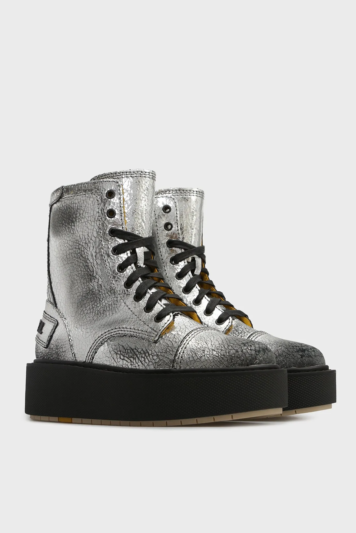 Женские серебристые кожаные ботинки CAGE 2