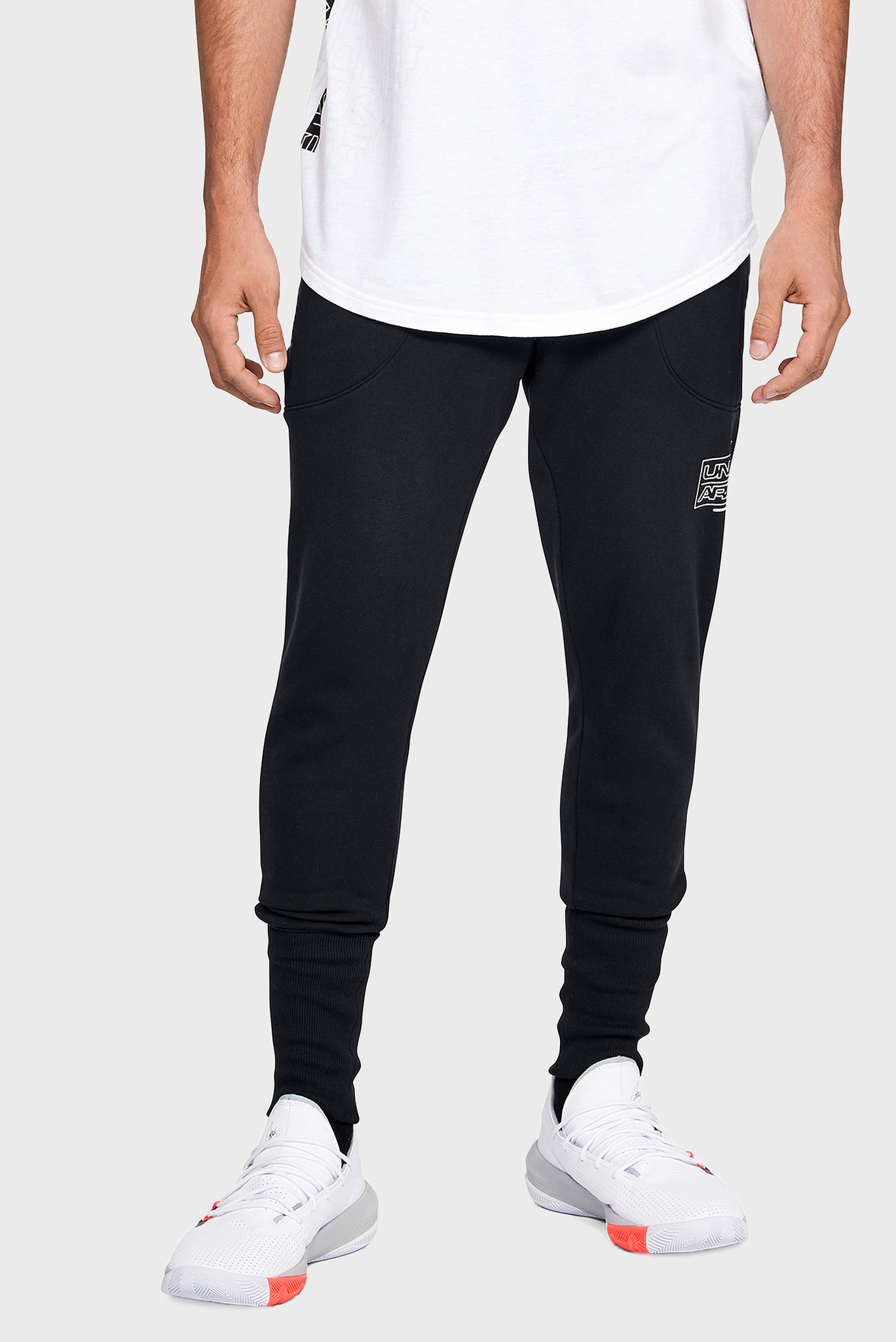 Мужские черные спортивные брюки UA BASELINE FLEECE JOGGER 1