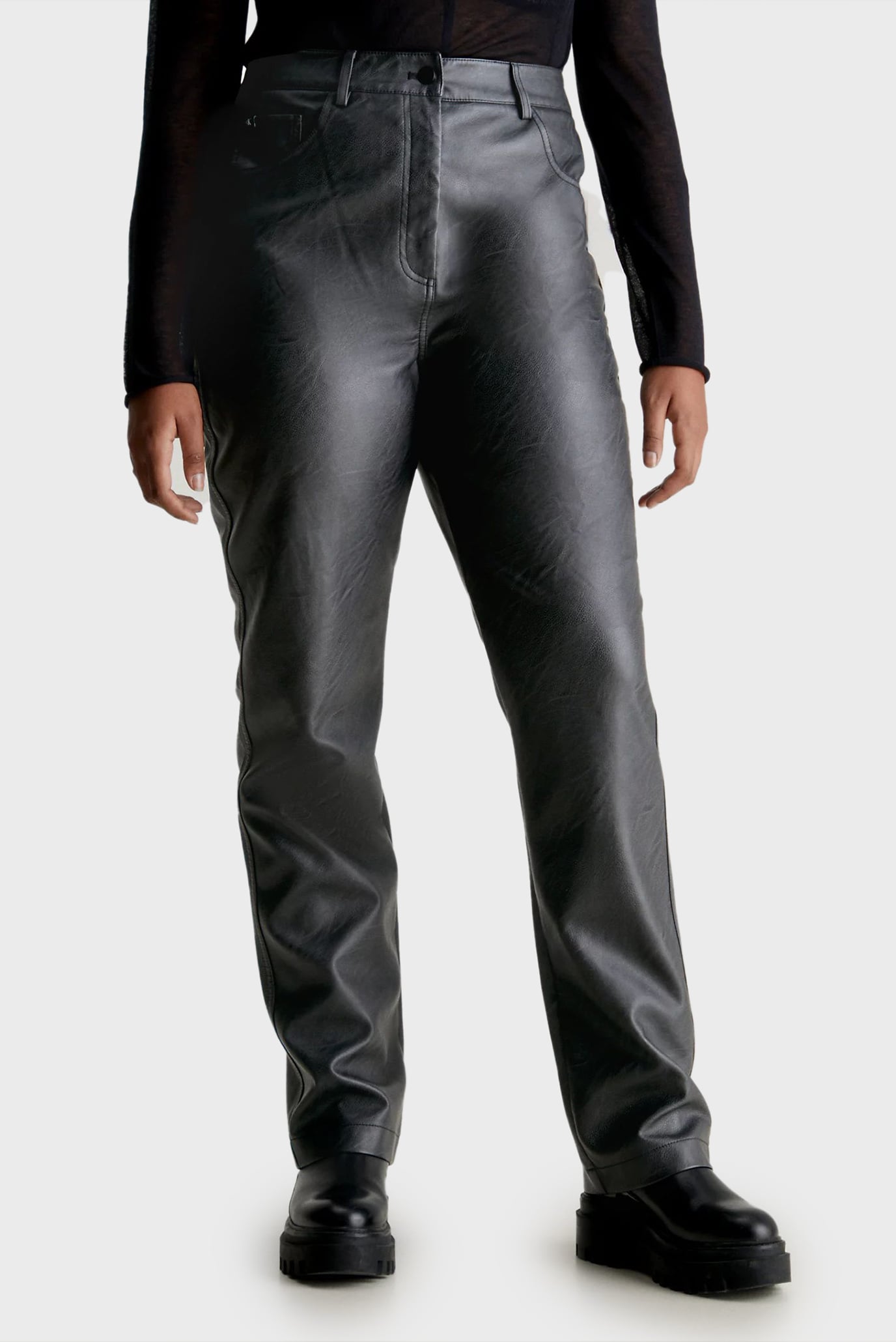 Штаны FAUX LEATHER HIGH RISE STRAIGHT 4