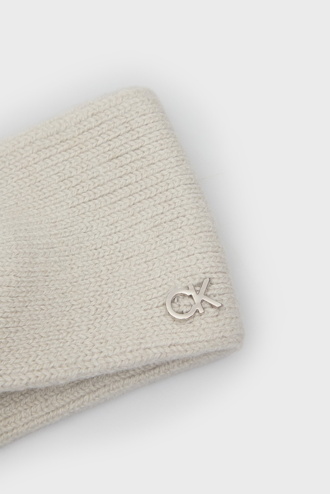 Женская серая шерстяная повязка CK METAL CHUNKY RIB HEADBAND 3